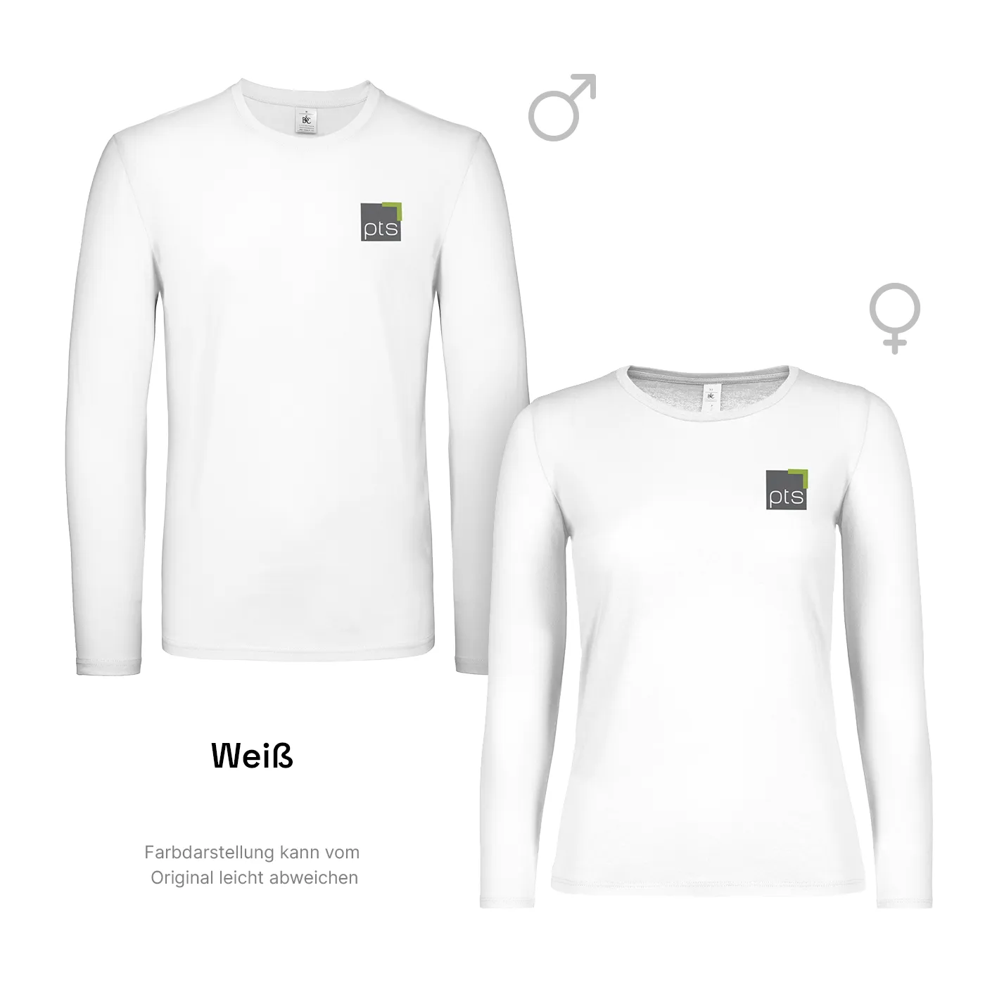 T-Shirt Langarm PTS-Logo färbig klein - weiß