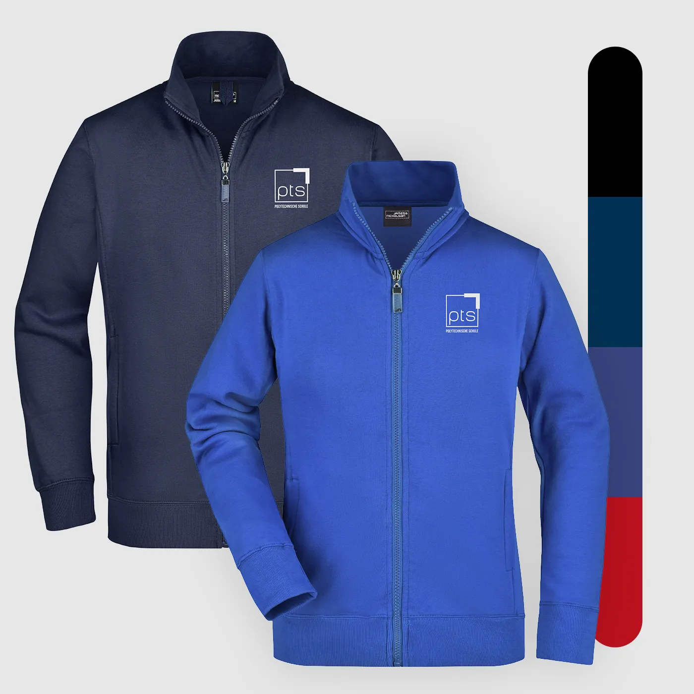 Sweatjacke PTS-Logo weiß klein