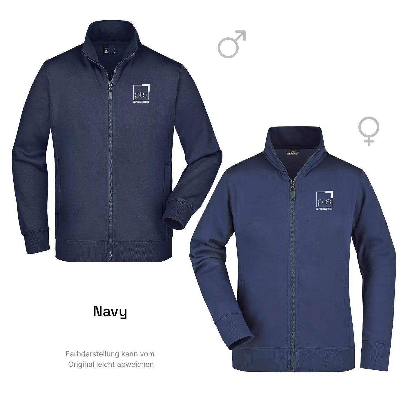 Sweatjacke PTS-Logo weiß klein - navy