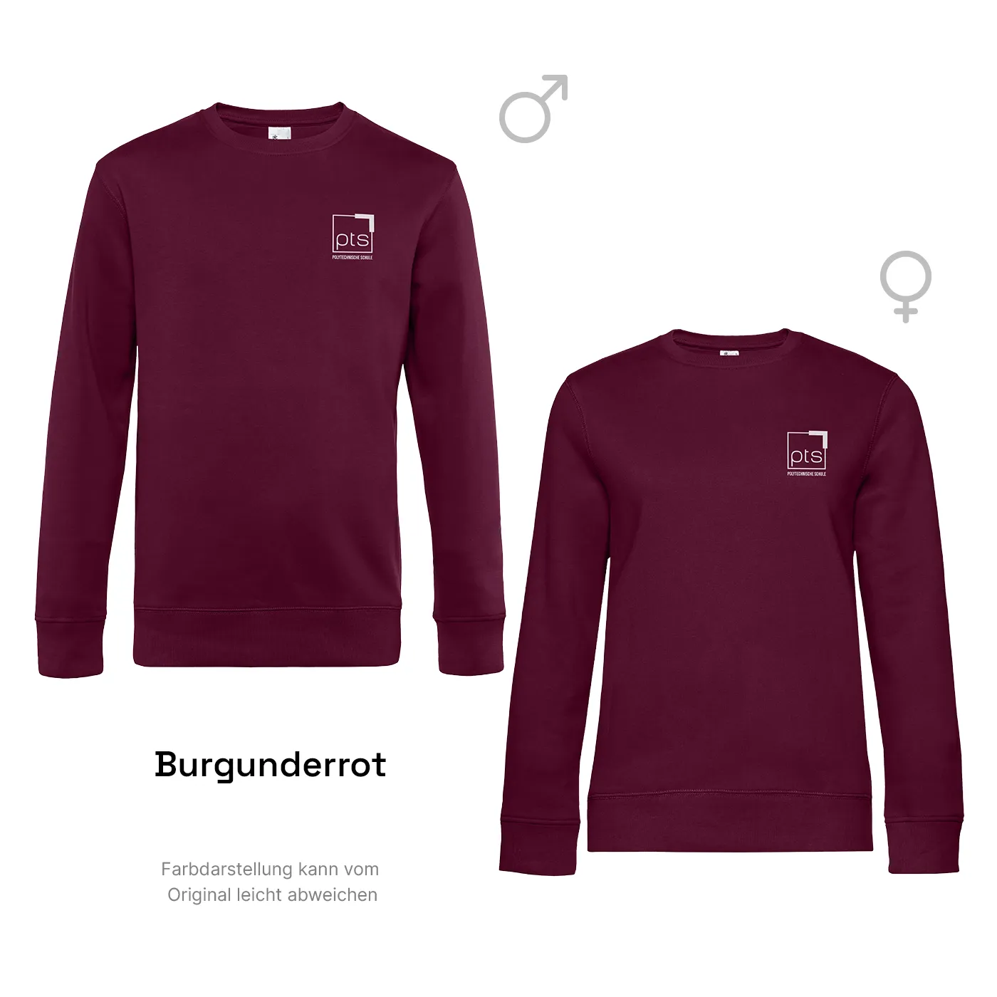 Sweater PTS-Logo weiß klein - burgunderrot