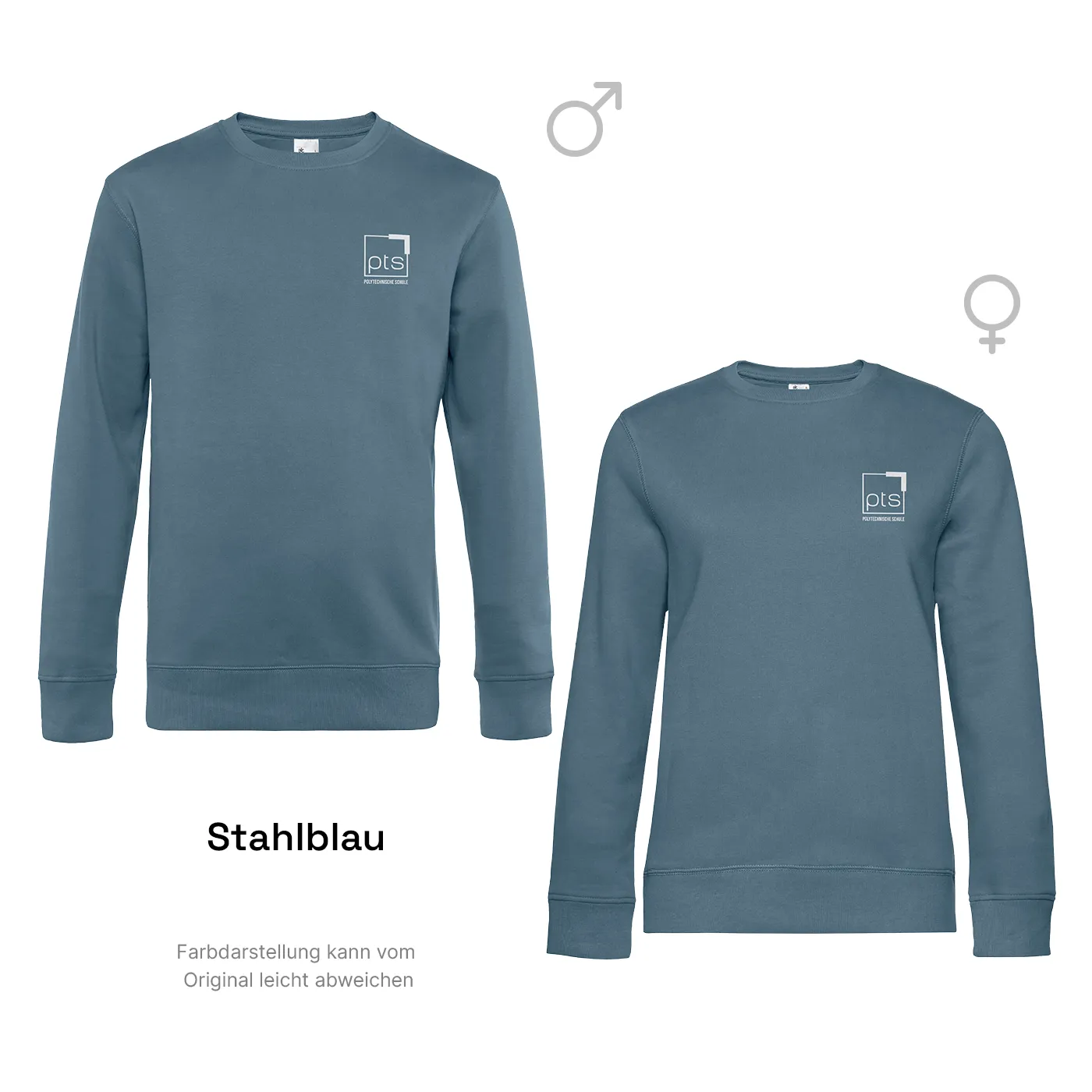 Sweater PTS-Logo weiß klein - stahlblau