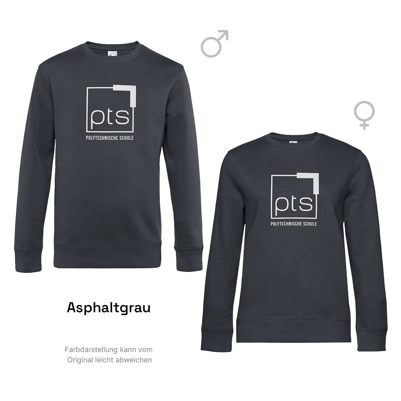 Sweater PTS-Logo weiß - asphaltgrau