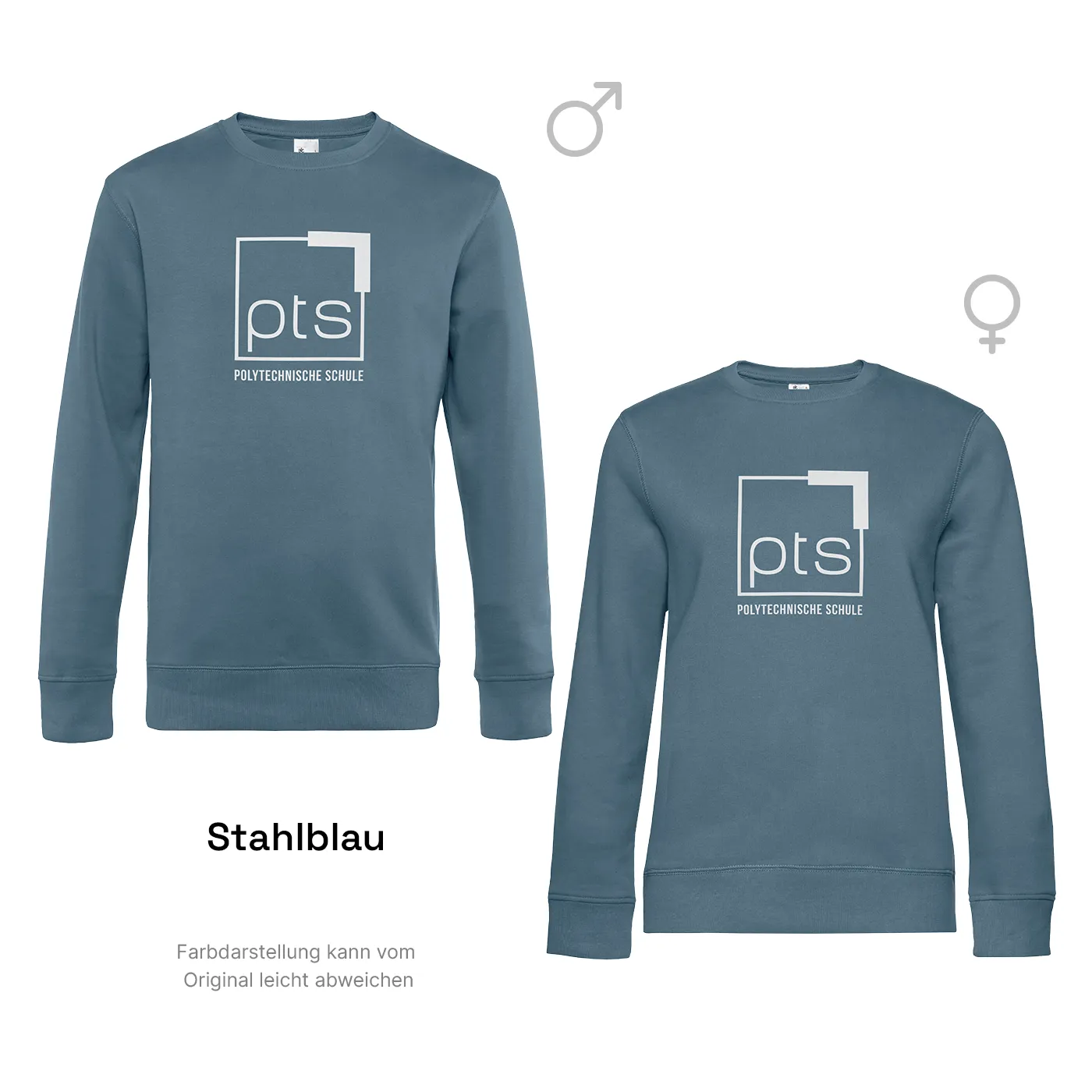 Sweater PTS-Logo weiß - stahlblau