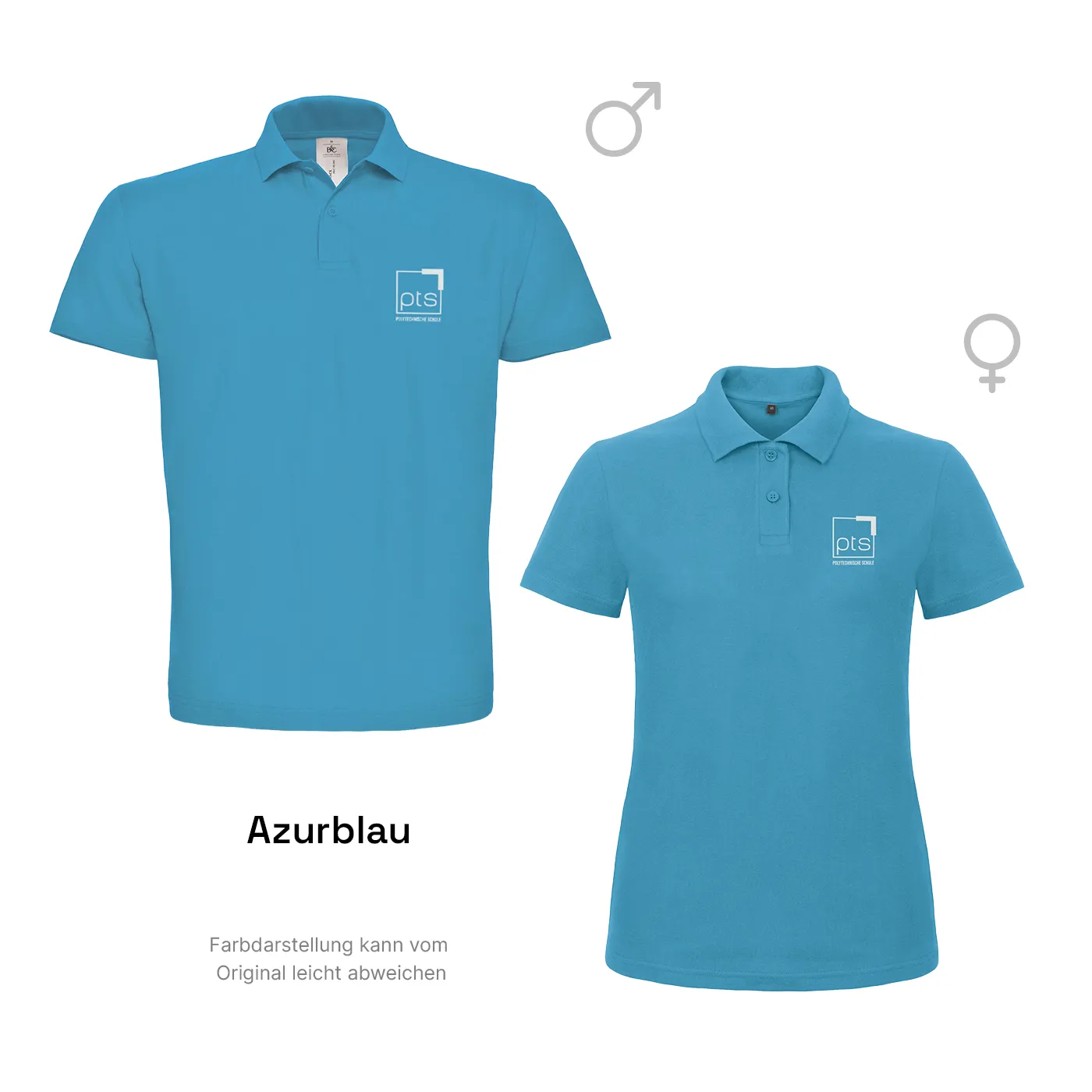 Poloshirt PTS-Logo weiß klein - azurblau