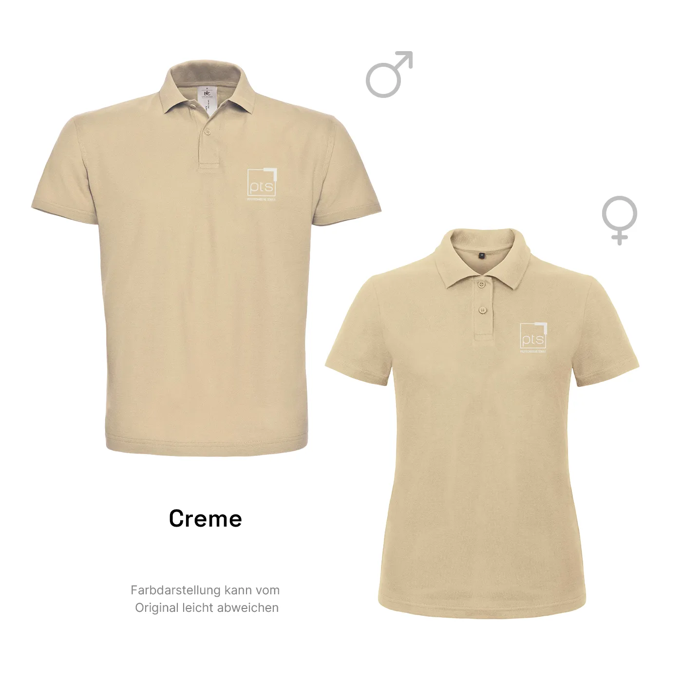 Poloshirt PTS-Logo weiß klein - creme
