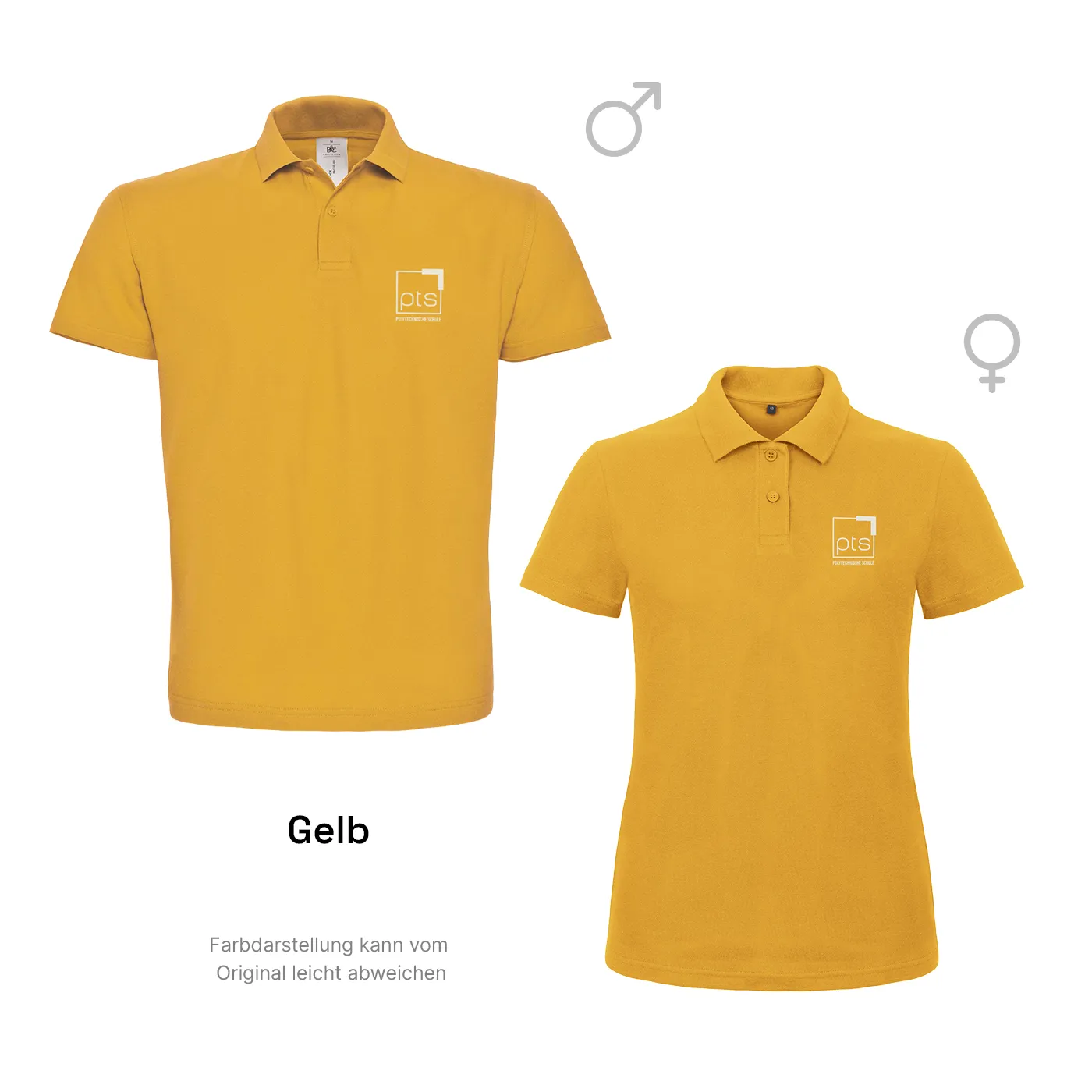Poloshirt PTS-Logo weiß klein - gelb