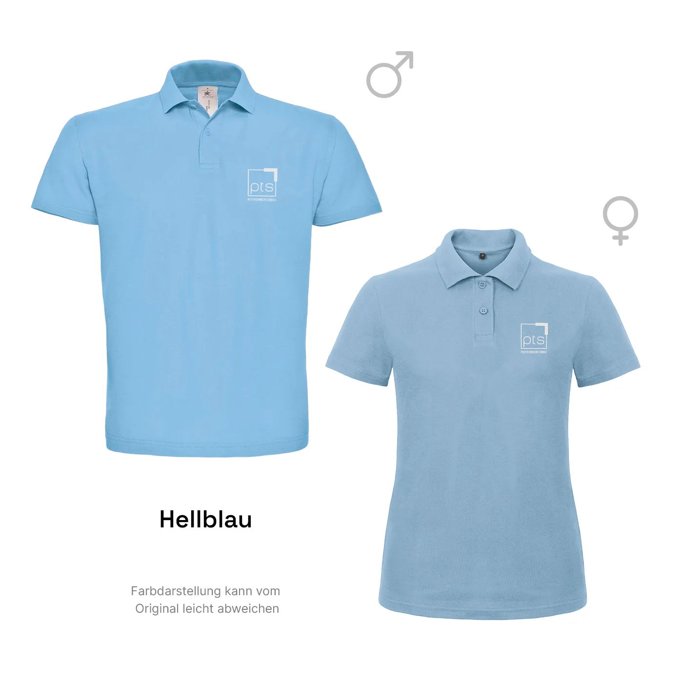 Poloshirt PTS-Logo weiß klein - hellblau