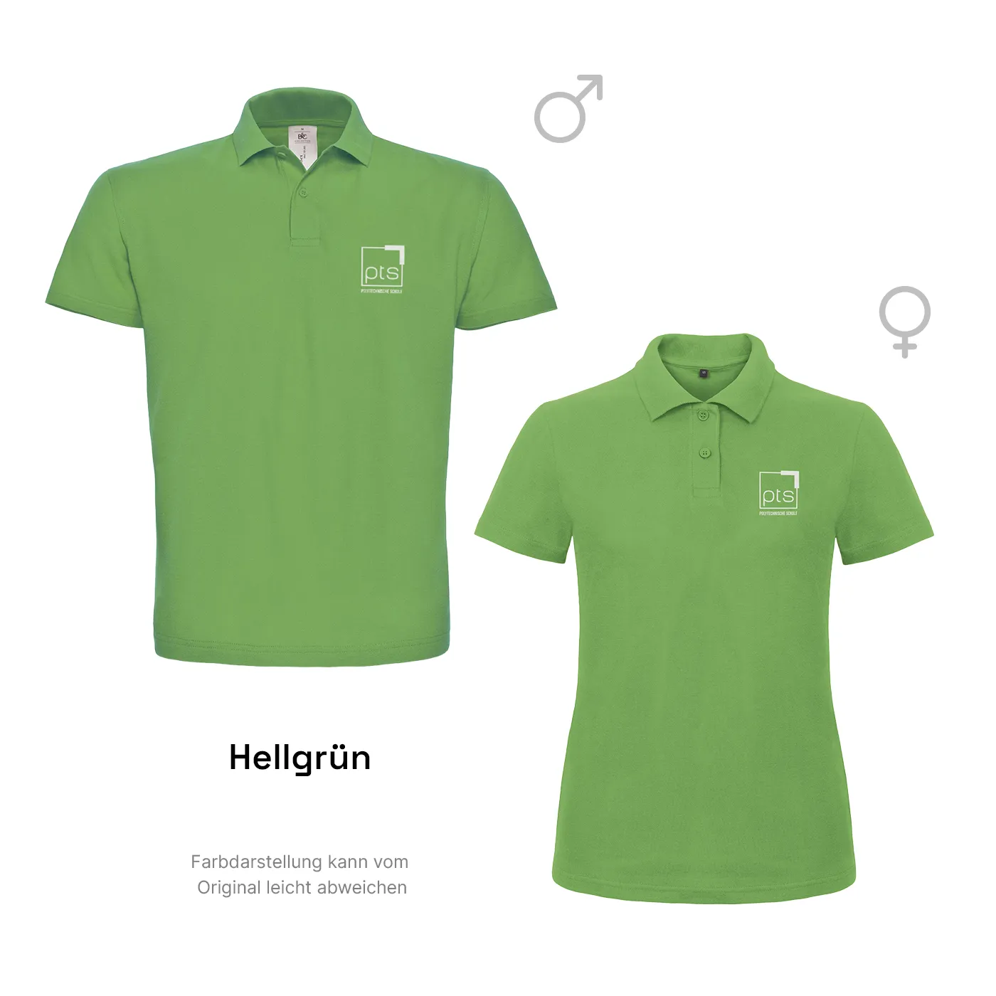 Poloshirt PTS-Logo weiß klein - hellgrün