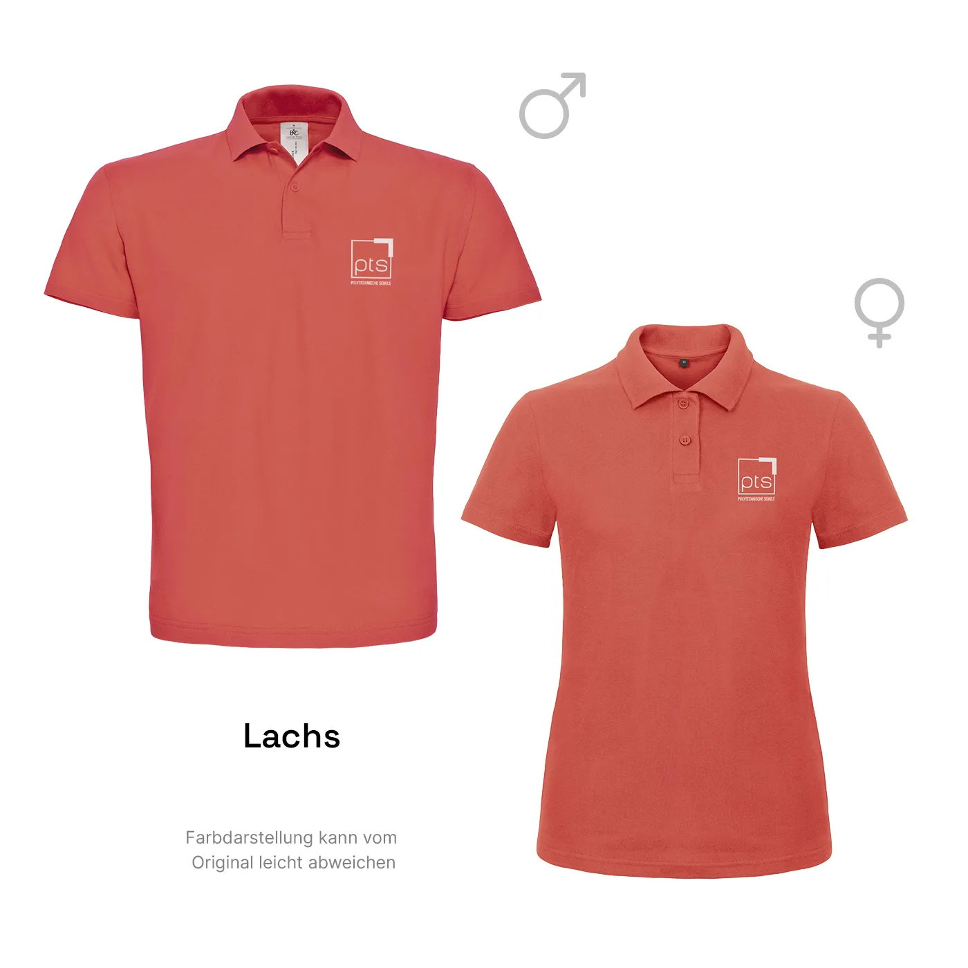 Poloshirt PTS-Logo weiß klein - lachs