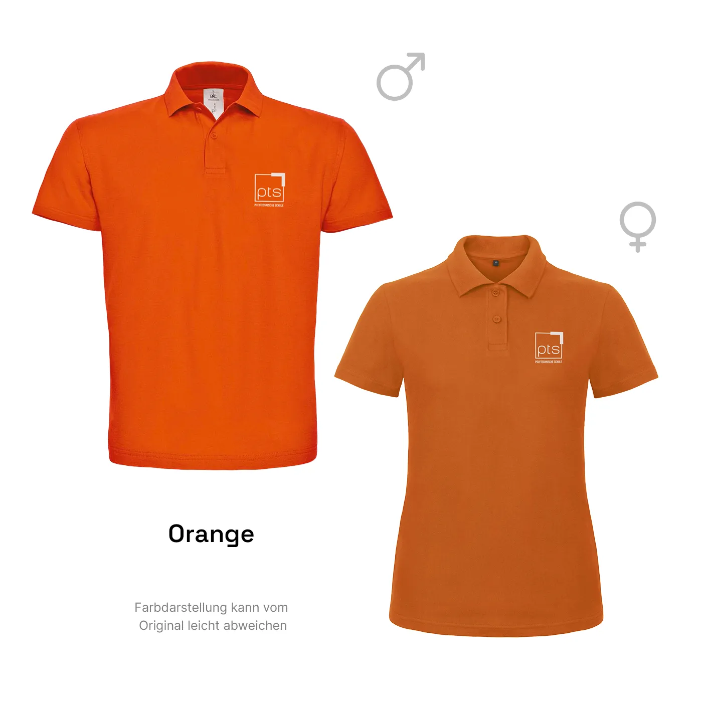 Poloshirt PTS-Logo weiß klein - orange