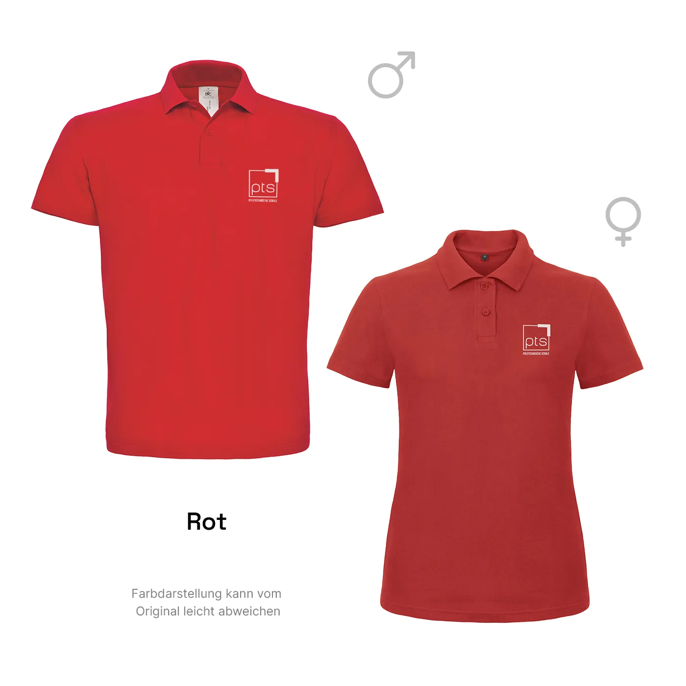 Poloshirt PTS-Logo weiß klein - rot