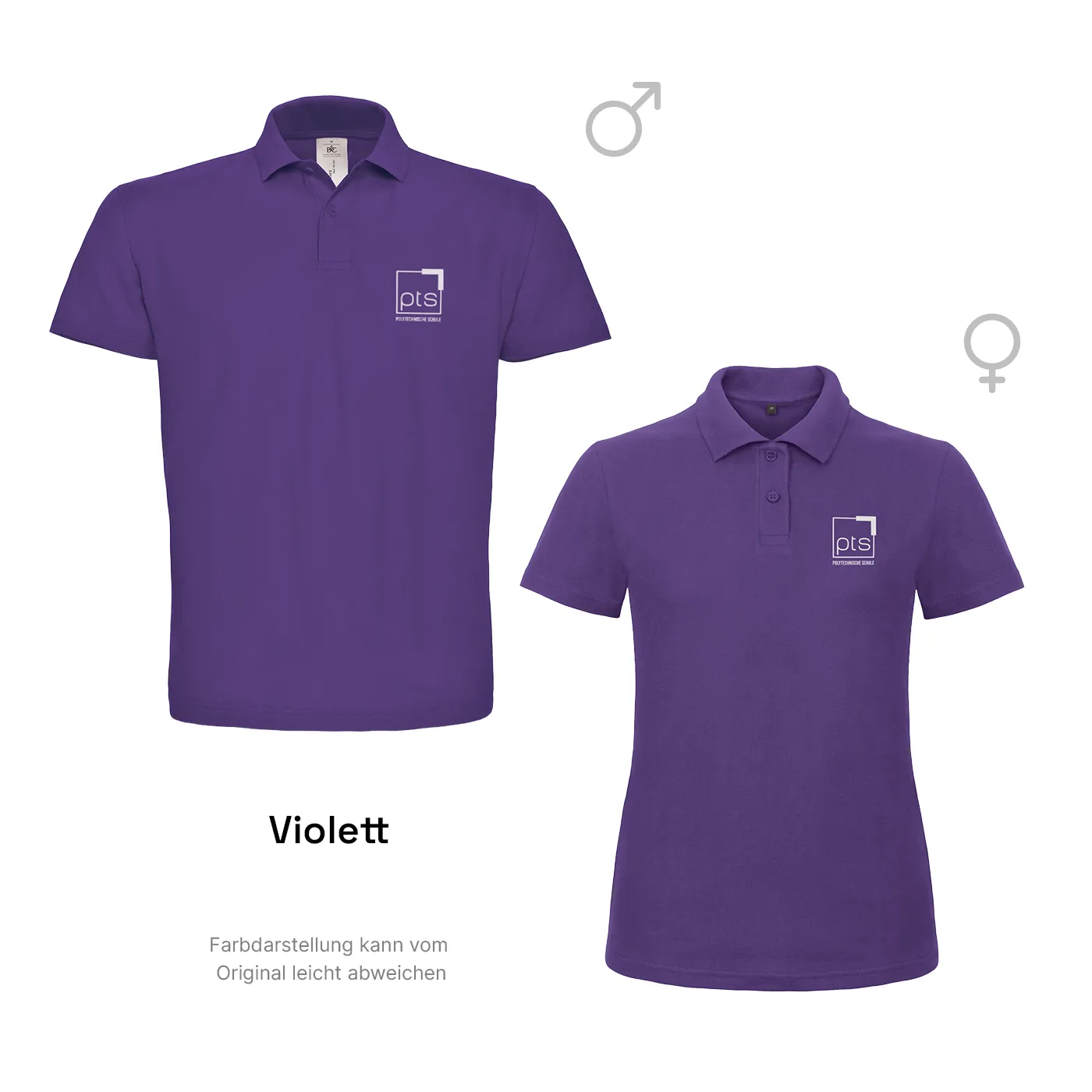 Poloshirt PTS-Logo weiß klein - violett