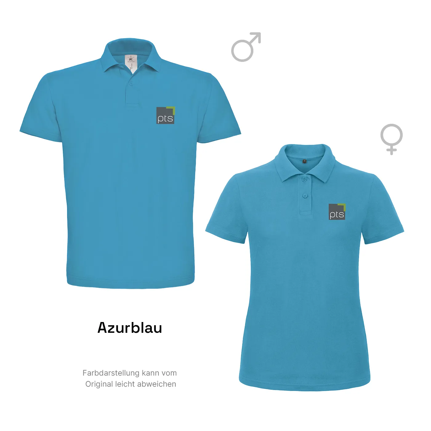 Poloshirt PTS-Logo färbig klein - azurblau