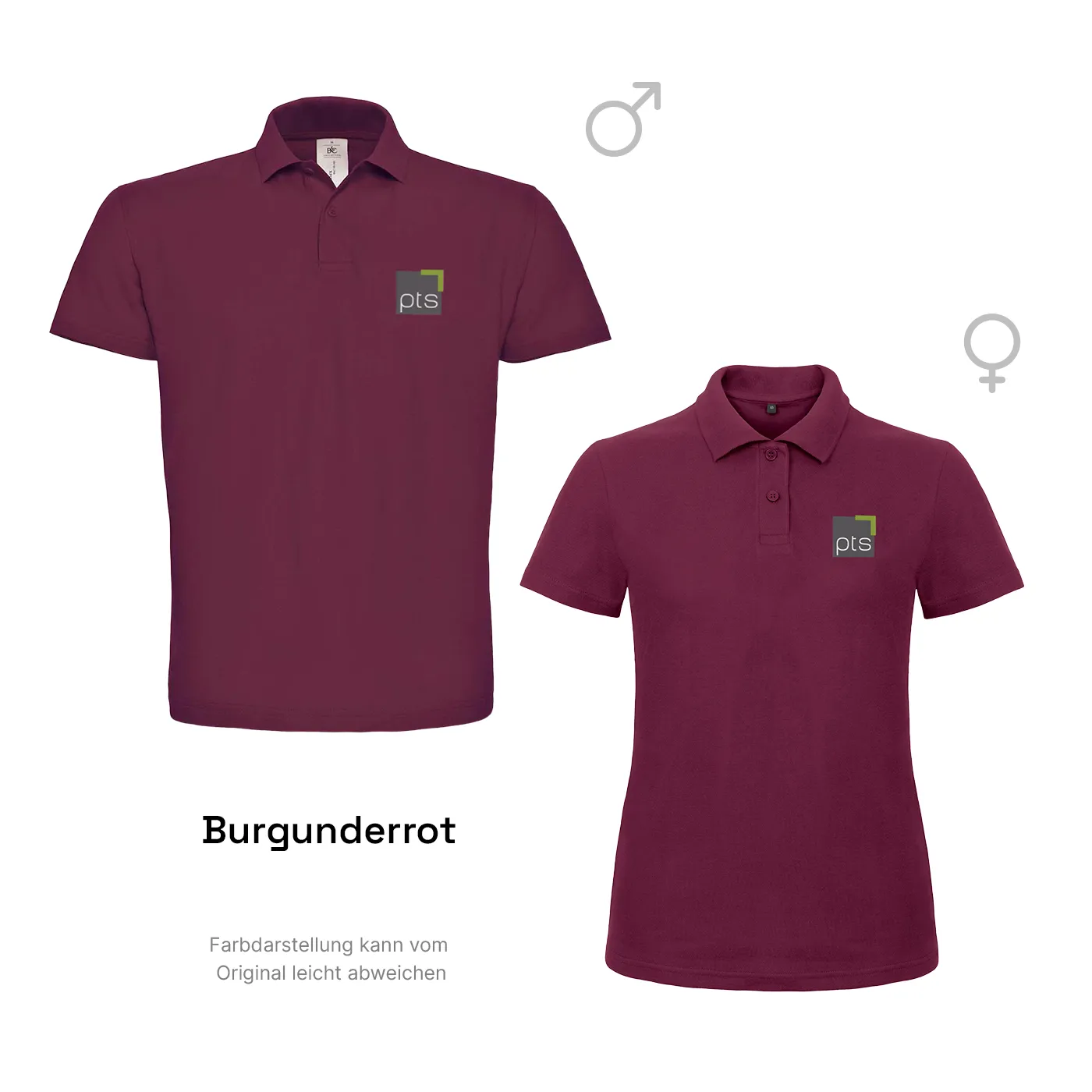 Poloshirt PTS-Logo färbig klein - burgunderrot