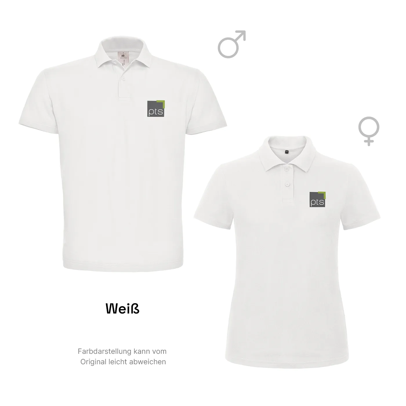Poloshirt PTS-Logo färbig klein - weiß
