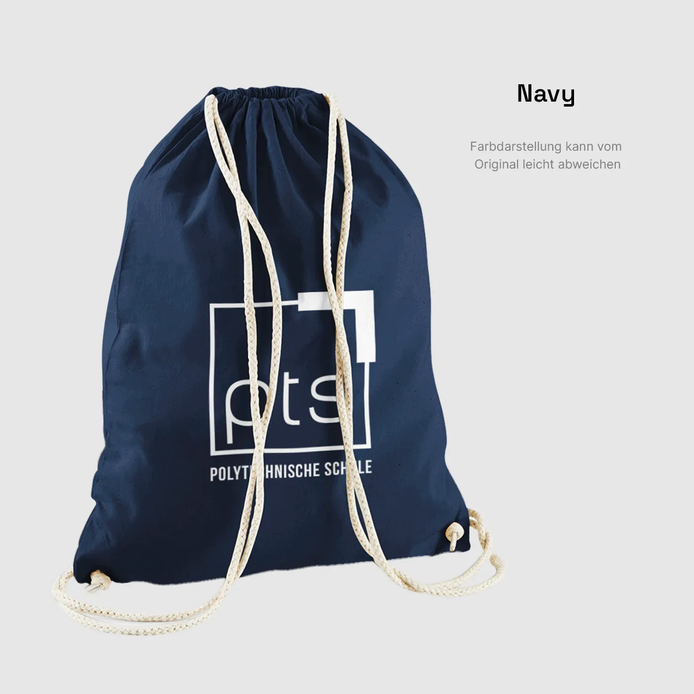 Turnbeutel PTS-Logo weiß - navy