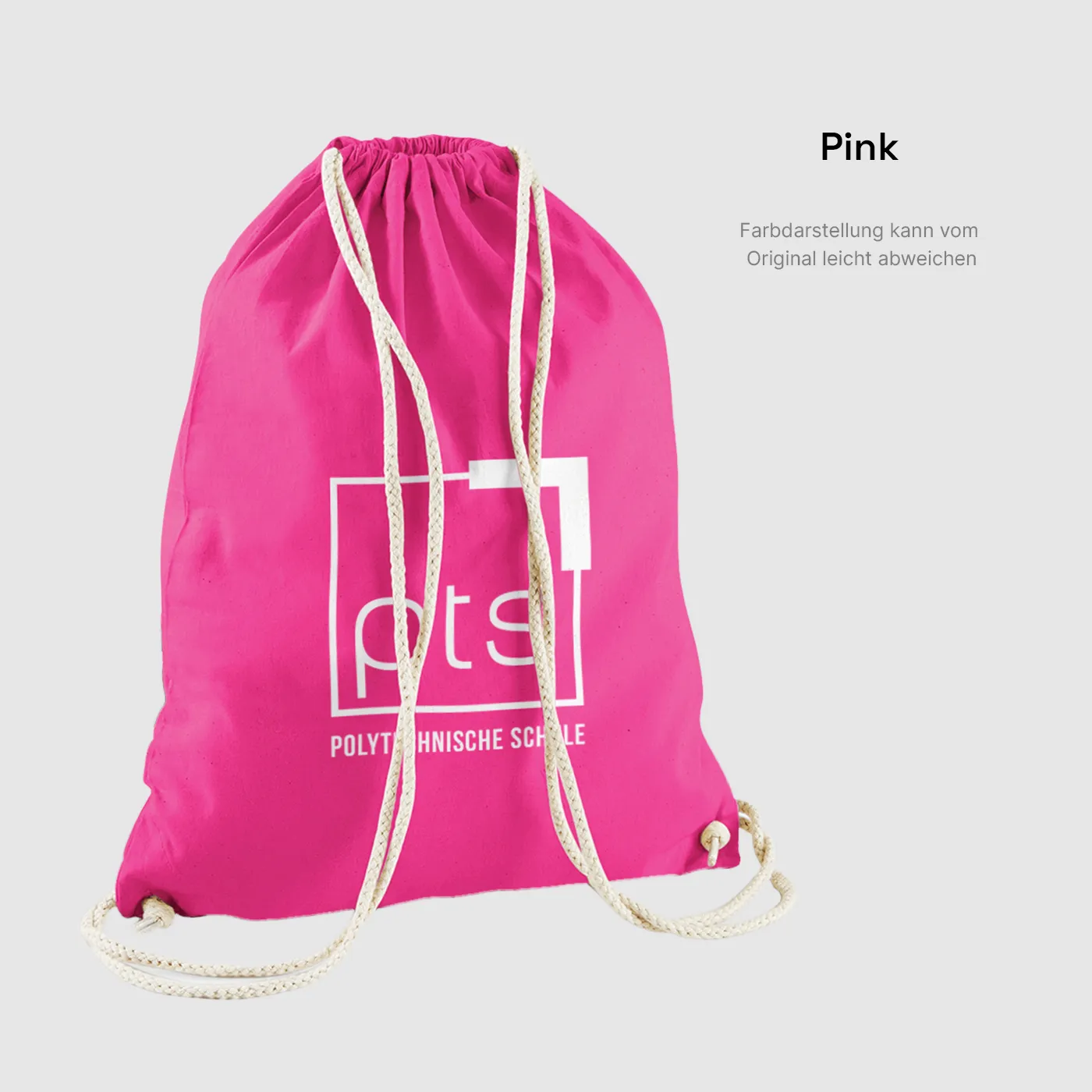 Turnbeutel PTS-Logo weiß - pink